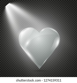 Glass heart on a transparent background, illustration.