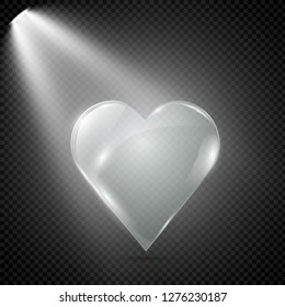Glass heart on a transparent background, illustration.