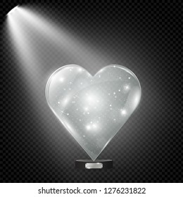 Glass heart on a transparent background, illustration.