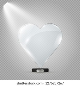 Glass heart on a transparent background, illustration.