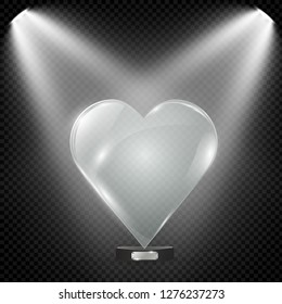Glass heart on a transparent background, illustration.