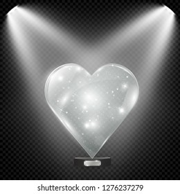 Glass heart on a transparent background, illustration.