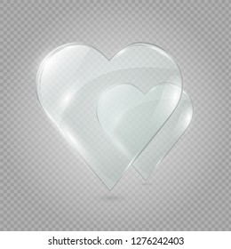 Glass heart on a transparent background, illustration.