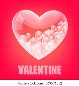 Glass heart. Valentines day card