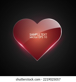 Glass Heart Vector modern glass heart with lighting elements on dark background