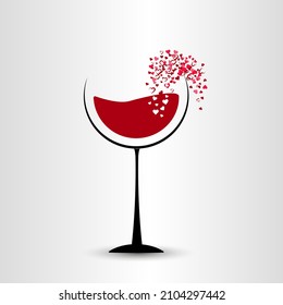 Glass with hearts. Can be used as invitation banner for valentine's day party.Vector illustration.