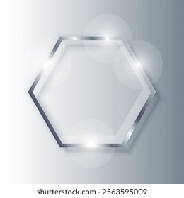 Glass hexagon frame icon in flat style. Mirror panel vector illustration on isolated background. Border plate sign business concept.