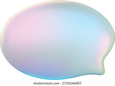 Glas holografische ovale leere Sprechblase 3D-Vektorsymbol. Realistische runde Text Blase Perle Glanz Volumen Form. Chatnachricht in den sozialen Medien. Glänzend schillernde Dialog-Wolke, Sprechfenster, Chat-Box
