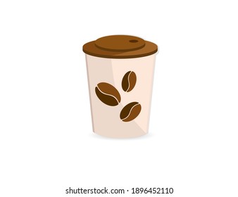 A glass of hot black coffee. Cafe icon. Street food.
