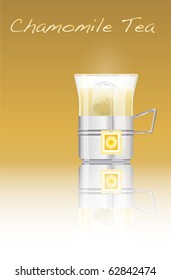 Un vaso de té chamomile caliente. Formato vectorial EPS10. Totalmente editable con espacio para el texto