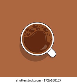 a glass of hot chocolate seen from above vector design