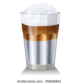 Glass with hot latte macchiato