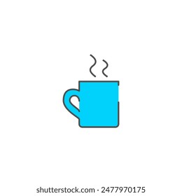Glass of hot water Simple Vector Color Line Icons, Illustration.