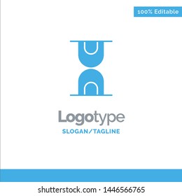 Glass, Hour, Loading Blue Solid Logo Template. Place for Tagline