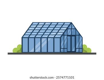 Glass house building. Simple flat illustration.