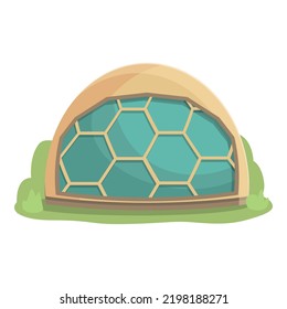 Glass house icon cartoon vector. Luxury tent. Forest travel