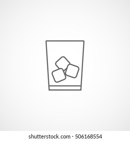 Glass With Ice And Alcohol Line Icon On White Background