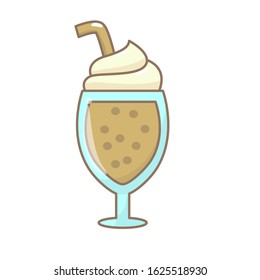 Glass of ice coffee vector illustration in cartoon style isolated on white background 