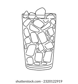 A glass of ice coffee in vintage style. Vector illustration.