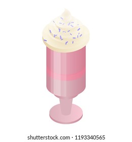 Glass ice cream icon. Isometric of glass ice cream vector icon for web design isolated on white background