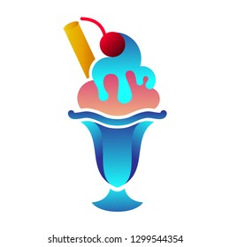 glass and ice cream logo, with cherry and topping