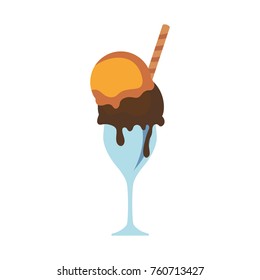 glass with ice cream vector illustration