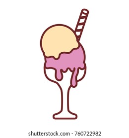 glass with ice cream  vector illustration
