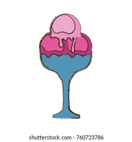 glass with ice cream  vector illustration