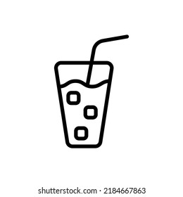 Glass with ice cube simple icon vector. Flat design.ai