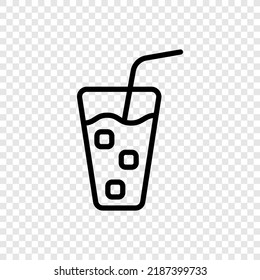 Glass with ice cube simple icon vector. Flat design. Transparent grid.ai