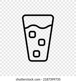 Glass and ice cube simple icon vector. Flat design. Transparent grid.ai