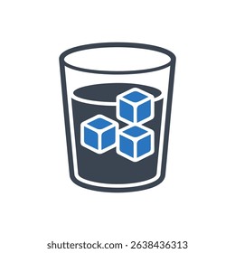 A glass with ice cubes icon.