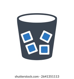 Glass with ice cubes icon