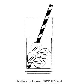 glass with ice cubes isolated icon