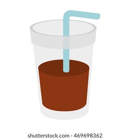 glass ice drink cold liquid  straw  water vector  isolated and flat illustration
