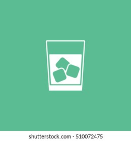Glass With Ice Flat Icon On Green Background