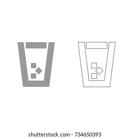 Glass with ice grey set icon .