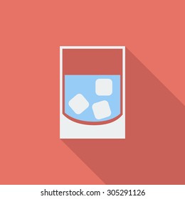 Glass with ice icon. Flat vector related icon with long shadow for web and mobile applications. It can be used as - logo, pictogram, icon, infographic element. Vector Illustration.