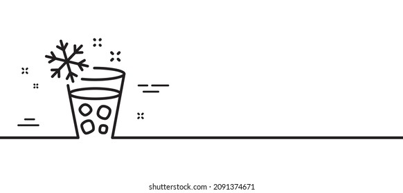 Icono de cristal con línea de hielo. Señal de fabricante de hielo. Símbolo de función de congelación. Fondo mínimo de la ilustración de línea. Banner de patrón de icono de línea de creador de hielo. Concepto de plantilla web blanca. Vector