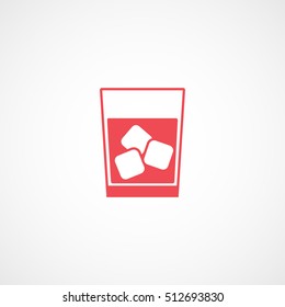 Glass With Ice Red Flat Icon On White Background