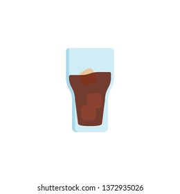 Glass ice tea flat icon, vector sign, Cool water drink colorful pictogram isolated on white. Symbol, logo illustration. Flat style design