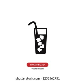 Glass with ice vector icon