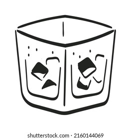 Glass with ice. Vector illustration
