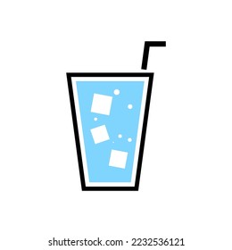A glass of ice water flat illustration