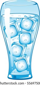 Glass of ice water. Vector illustration over white