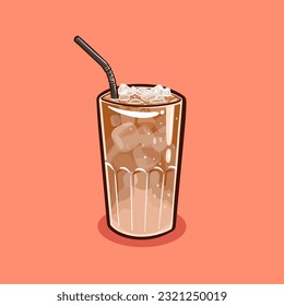 Glass of Iced Coffee Latte Illustration Vector