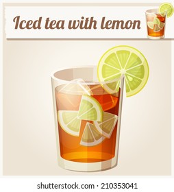 Glass Of Iced Tea. Detailed Vector Icon. Series Of Food And Drink And Ingredients For Cooking.