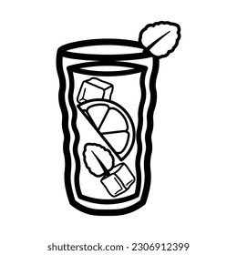 Glass of iced tea on white background