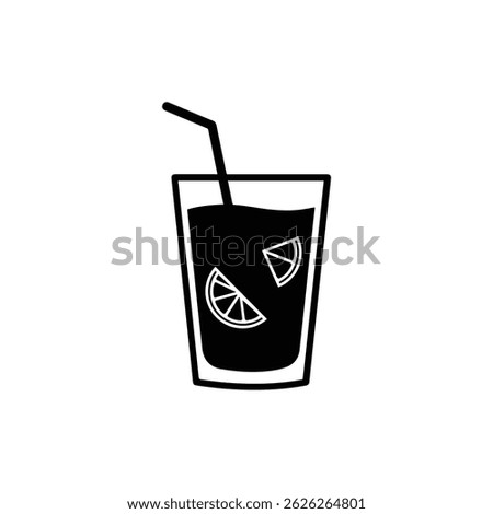 Glass of Iced Tea with Straw and Lemon Icon