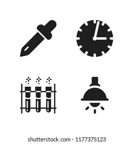 glass icon. 4 glass vector icons set. time, dropper and test tube icons for web and design about glass theme
